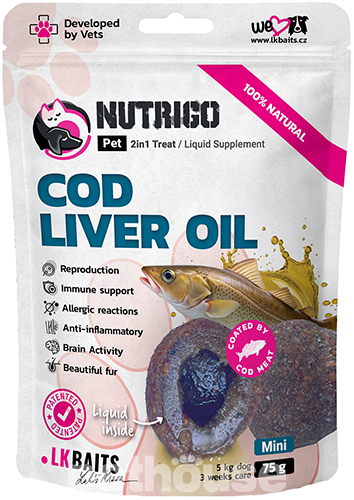 LK Baits Pet Nutrigo Cod Liver Oil Mini Функціональні ласощі з олією печінки тріски для собак малих порід