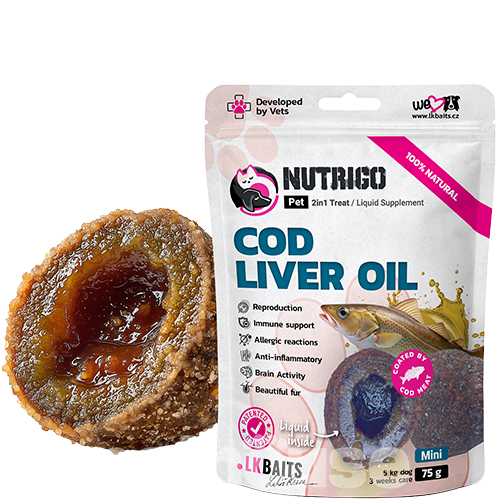 LK Baits Pet Nutrigo Cod Liver Oil Mini Функціональні ласощі з олією печінки тріски для собак малих порід