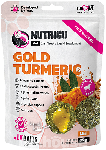 LK Baits Pet Nutrigo Gold Turmeric Mini Функціональні ласощі з ягням та начинкою із рідкого куркуміну для собак малих порід