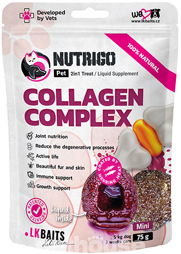 LK Baits Pet Nutrigo Collagen Complex Mini Функціональні ласощі з начинкою із рідкого колагену для собак малих порід LK Baits Pet Nutrigo Collagen Complex Mini Функціональні ласощі з начинкою із рідкого колагену для собак малих порід