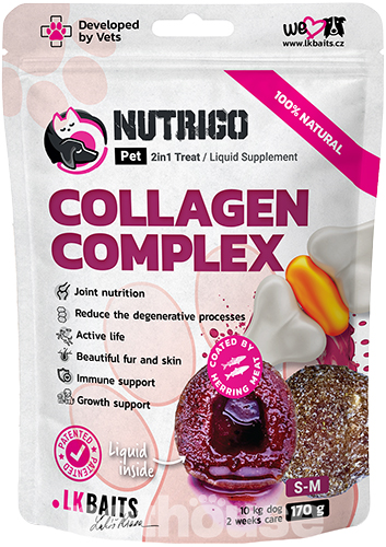 LK Baits Pet Nutrigo Collagen Complex S-M Функціональні ласощі з начинкою із рідкого колагену для собак середніх порід LK Baits Pet Nutrigo Collagen Complex S-M Функціональні ласощі з начинкою із рідкого колагену для собак середніх порід