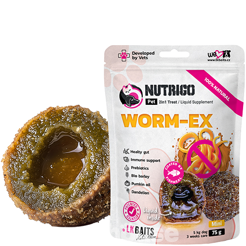 LK Baits Pet Nutrigo Worm-Ex Mini Функціональні ласощі з рослинним комплексом для кишечника для собак малих порід LK Baits Pet Nutrigo Worm-Ex Mini Функціональні ласощі з рослинним комплексом для кишечника для собак малих порід