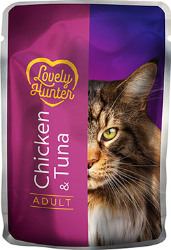 Lovely Hunter Adult Chicken And Tuna Кусочки с курицей и тунцом в соусе для кошек
