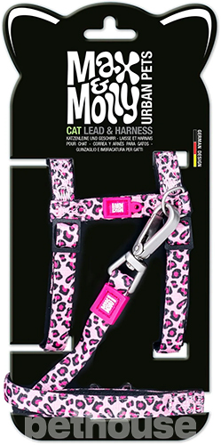 Max & Molly Шлея з повідцем "Leopard Pink" для котів