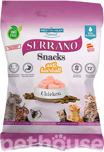 Mediterranean Natural Serrano Snacks Cat Anti Hairball Chicken