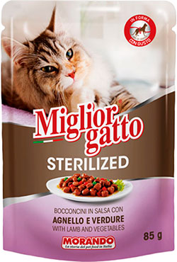 Migliorgatto Sterilized Кусочки с ягненком и овощами в соусе для кошек