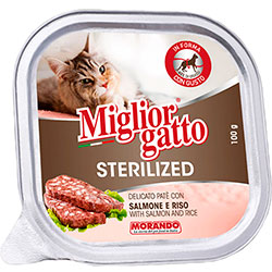 Migliorgatto Sterilized Паштет с лососем и рисом для кошек