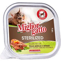 Migliorgatto Sterilized Паштет з куркою, ягням та овочами для котів