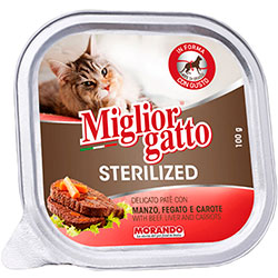 Migliorgatto Sterilized Паштет с говядиной, печенью и морковью для кошек