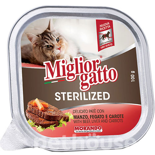 Migliorgatto Sterilized паштет с говядиной, печенью и морковью