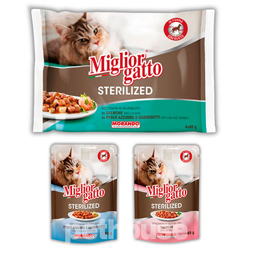 Migliorgatto Sterilized Fish Mix Набір вологого корму в желе для котів