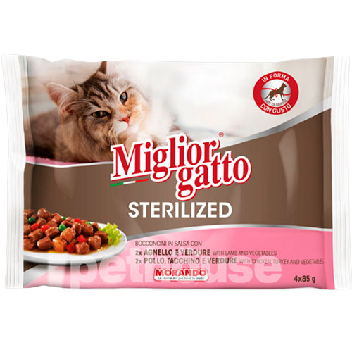 Migliorgatto Sterilized Meat Mix Набір вологого корму в соусі для котів