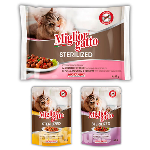 Migliorgatto Sterilized Meat Mix Набір вологого корму в соусі для котів