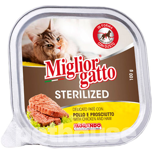 Migliorgatto Sterilized Паштет с курицей и прошутто для кошек