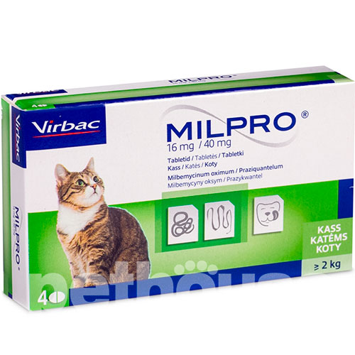 Milpro Таблетки от глистов для кошек весом от 2 до 8 кг