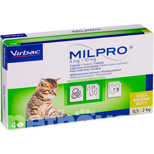 Milpro Таблетки от глистов для котят и кошек весом от 0,5 до 2 кг