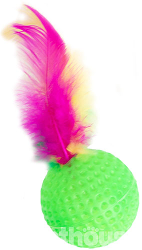 Mini Toys Мячик пластиковый с перьями для кошек