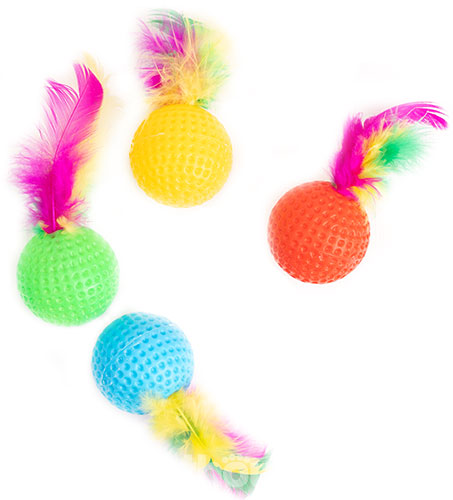 Mini Toys Мячик пластиковый с перьями для кошек
