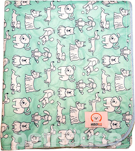 Misoko Многоразовая пеленка "Щенки" для собак, мятная