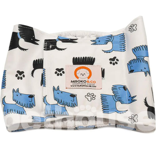 Misoko Многоразовый подгузник "Голубые собачки" для кобелей