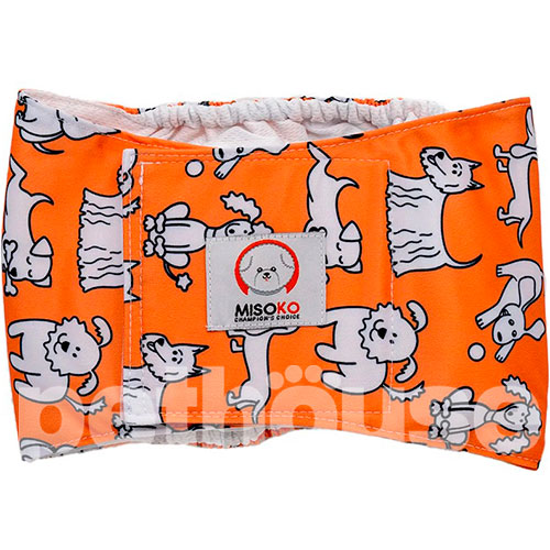 Misoko Многоразовый подгузник "Щенки" для кобелей, оранжевый