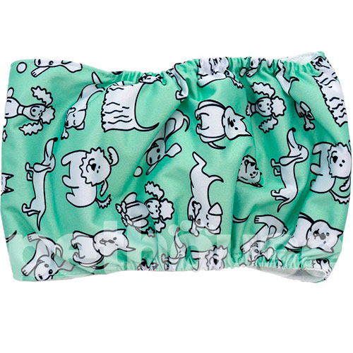 Misoko Многоразовый подгузник "Щенки" для кобелей, мятный