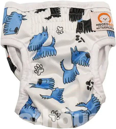 Misoko Многоразовый подгузник "Голубые собачки" для собак