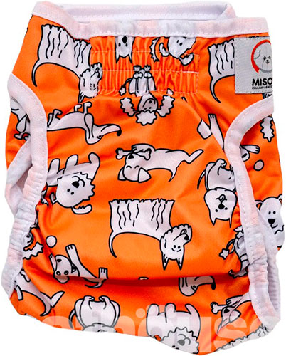 Misoko Многоразовый подгузник "Щенки" для собак, оранжевый