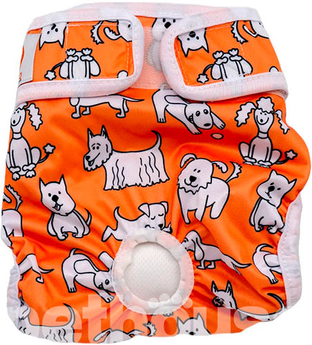 Misoko Многоразовый подгузник "Щенки" для собак, оранжевый