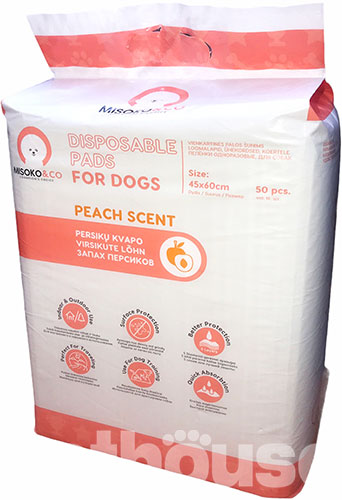 Misoko Пеленки "Щенки и косточки" с ароматом персика для собак