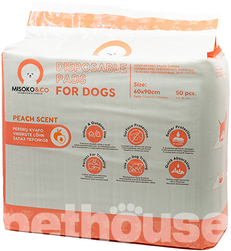Misoko Пеленки "Щенки и косточки" с ароматом персика для собак, большие