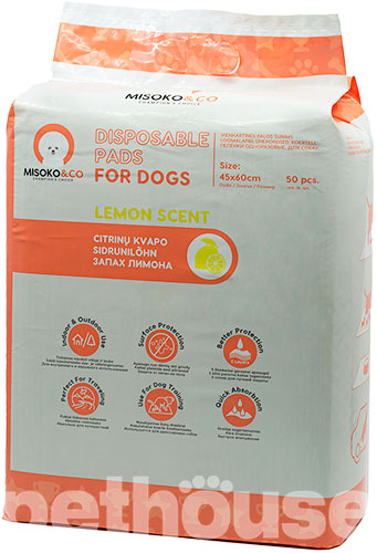 Misoko Пеленки "Щенки и лапки" с ароматом лимона для собак