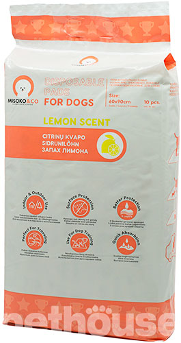 Misoko Пеленки "Щенки и лапки" с ароматом лимона для собак, большие