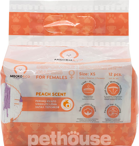 Misoko Подгузники "Щенки и косточки" с ароматом персика для собак