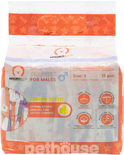 Misoko Подгузники "Щенки и косточки" с ароматом лимона для кобелей