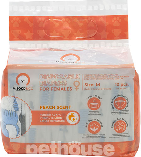 Misoko Подгузники "Щенки" с ароматом персика для собак