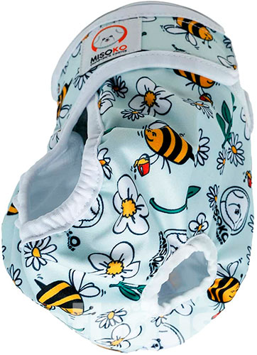 Misoko Многоразовый подгузник "Пчелы" для собак, светло-голубой
