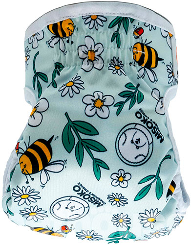 Misoko Многоразовый подгузник "Пчелы" для собак, светло-голубой