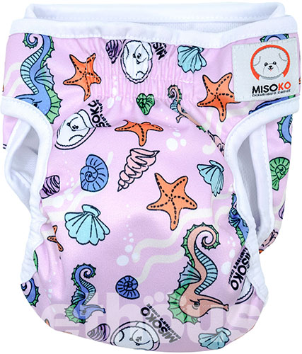 Misoko Многоразовый подгузник "Морские коньки" для собак, розовый
