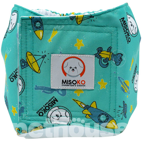 Misoko Многоразовый подгузник "Ракеты" для кобелей, мятный
