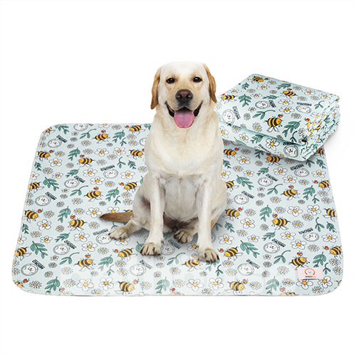 Misoko Многоразовая пеленка "Пчелы" для собак, светло-голубая