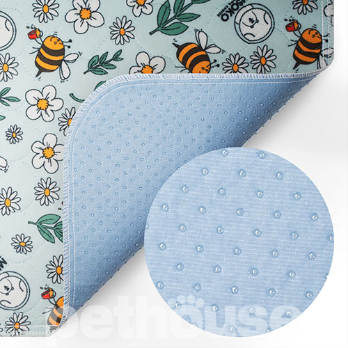 Misoko Многоразовая пеленка "Пчелы" для собак, светло-голубая