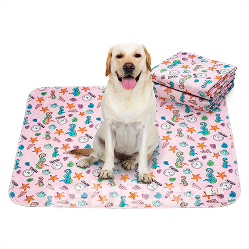 Misoko Многоразовая пеленка "Морские коньки" для собак, розовая