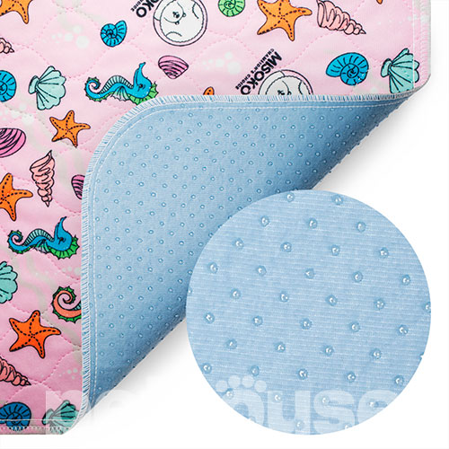 Misoko Многоразовая пеленка "Морские коньки" для собак, розовая