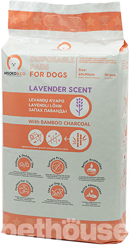 Misoko&Co Пелюшки з вугіллям та ароматом лаванди для собак, великі