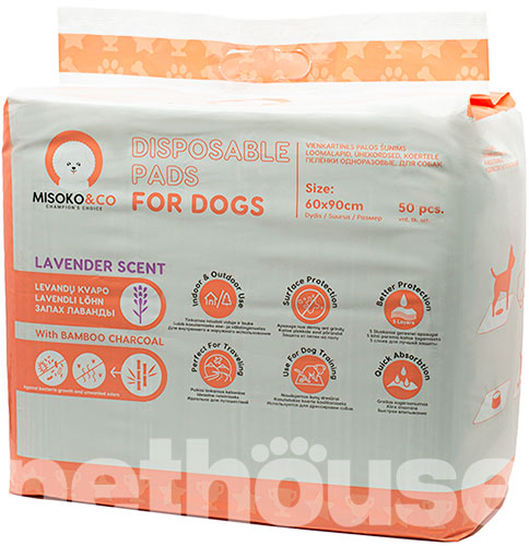 Misoko&Co Пелюшки з вугіллям та ароматом лаванди для собак, великі, фото 2