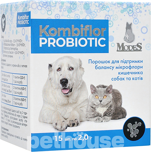 Modes Kombiflor Probiotic Порошок для поддержания баланса микрофлоры кишечника собак и кошек