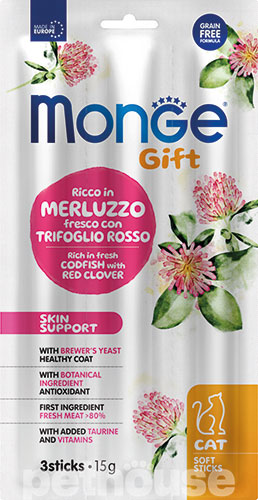 Monge Gift Cat Skin Support Лакомство с треской и красным клевером для кошек