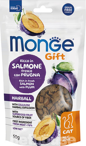 Monge Gift Cat Hairball Лакомство с лососем и сливой для кошек