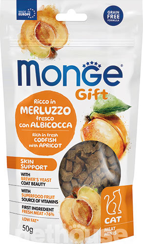 Monge Gift Cat Skin Support Лакомство с треской и абрикосами для кошек